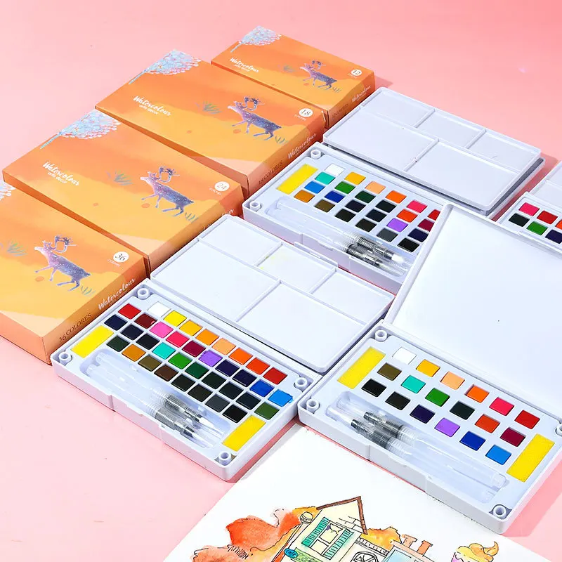 Wholesale Non Toxic 24 Colors Watercolor Pigment Solid Field Sketch Set For Art Drawing