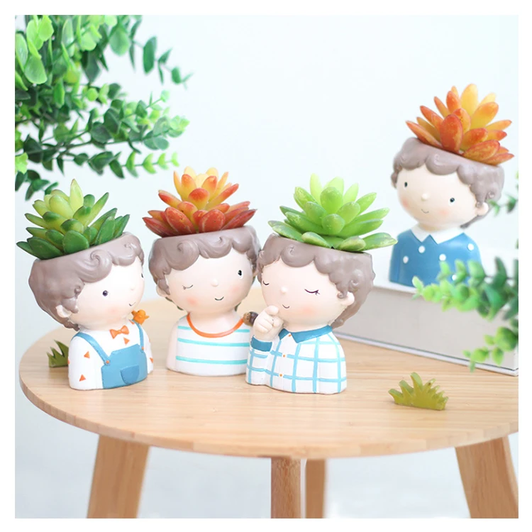Modern Cartoon Succulent Planter Pot Resin Creative Desktop Decoration Flower Pots