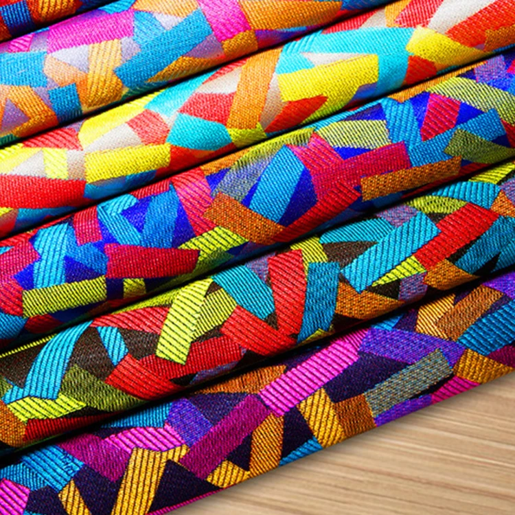 Wholesale price nylon color striped brocade jacquard fabric cushion tablecloth DIY fabric free sample jacquard brocade fabric