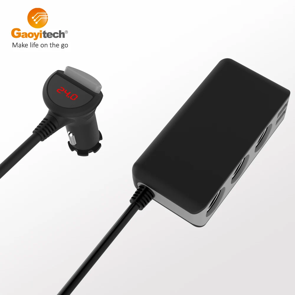 Gaoyi Best seller 4 USB Fast Car Charger Socket 3 Car cigarette lighter Splitter In Car Accessories