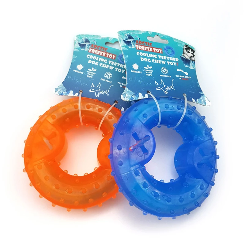 LEVI Factory wholesale Eco-friendly TPR  Bite Resistant Ice Ring Frozen Heat Reducing Dog Tooth Grinding  Summer Cooling Toy