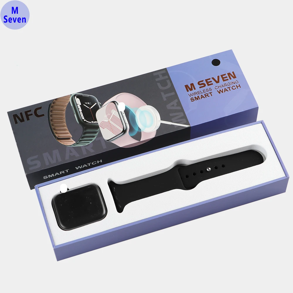 Free Shipping Blood Oxygen Heart Rate Tracking IP68 Waterpoof Smart Watch M Seven Black