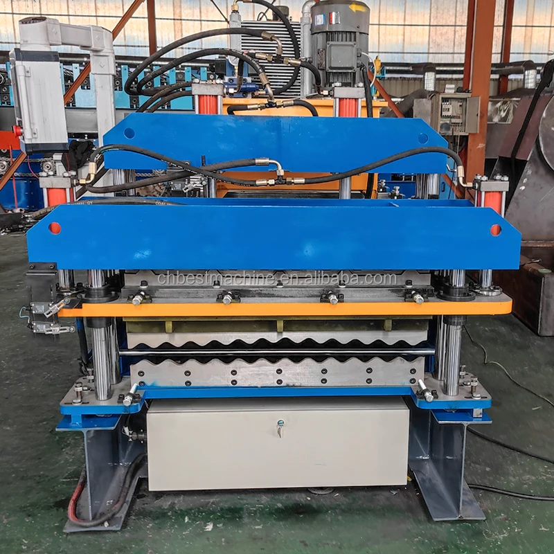 Double Layer Glazed Tile Aluminium Roofing Panel 840 IBR Trapezoidal Sheet 836 Corrugated Iron Making Roll Forming Machine