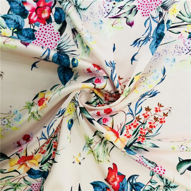 Shaoxing manufacture high quality poly printed silk fabric, 100% polyester satin