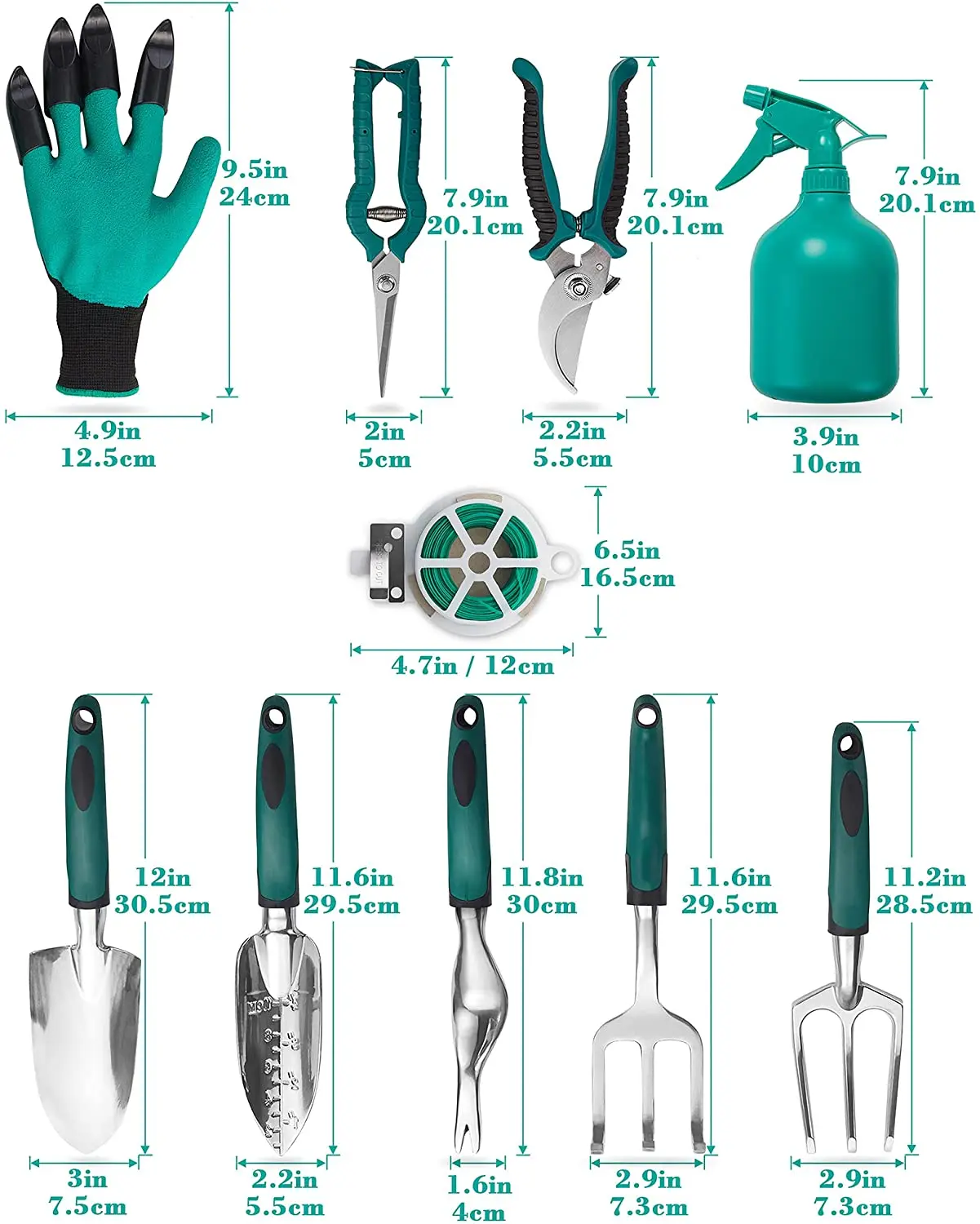 Garden Tool Set,11 Pcs Aluminum Alloy Steel Hand Tool Starter Kit with Garden Bag Outdoor Tool,Heavy Duty Gardening Work Set