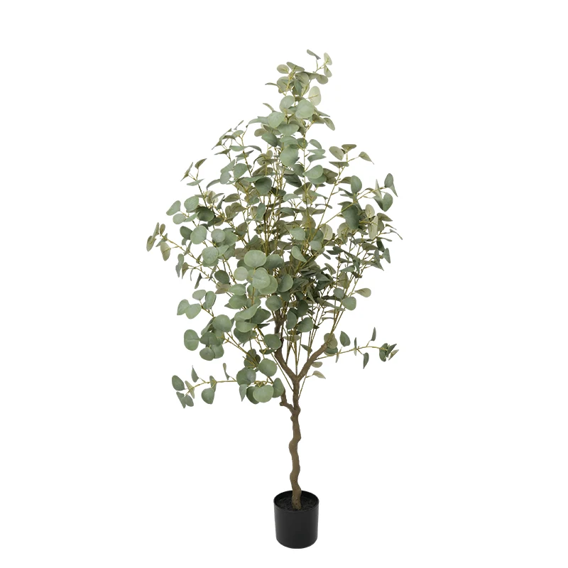 New Design Eucalyptus Tree Artificial Greenery Plants Ornaments Silver Dollar Leaves for living room decoration