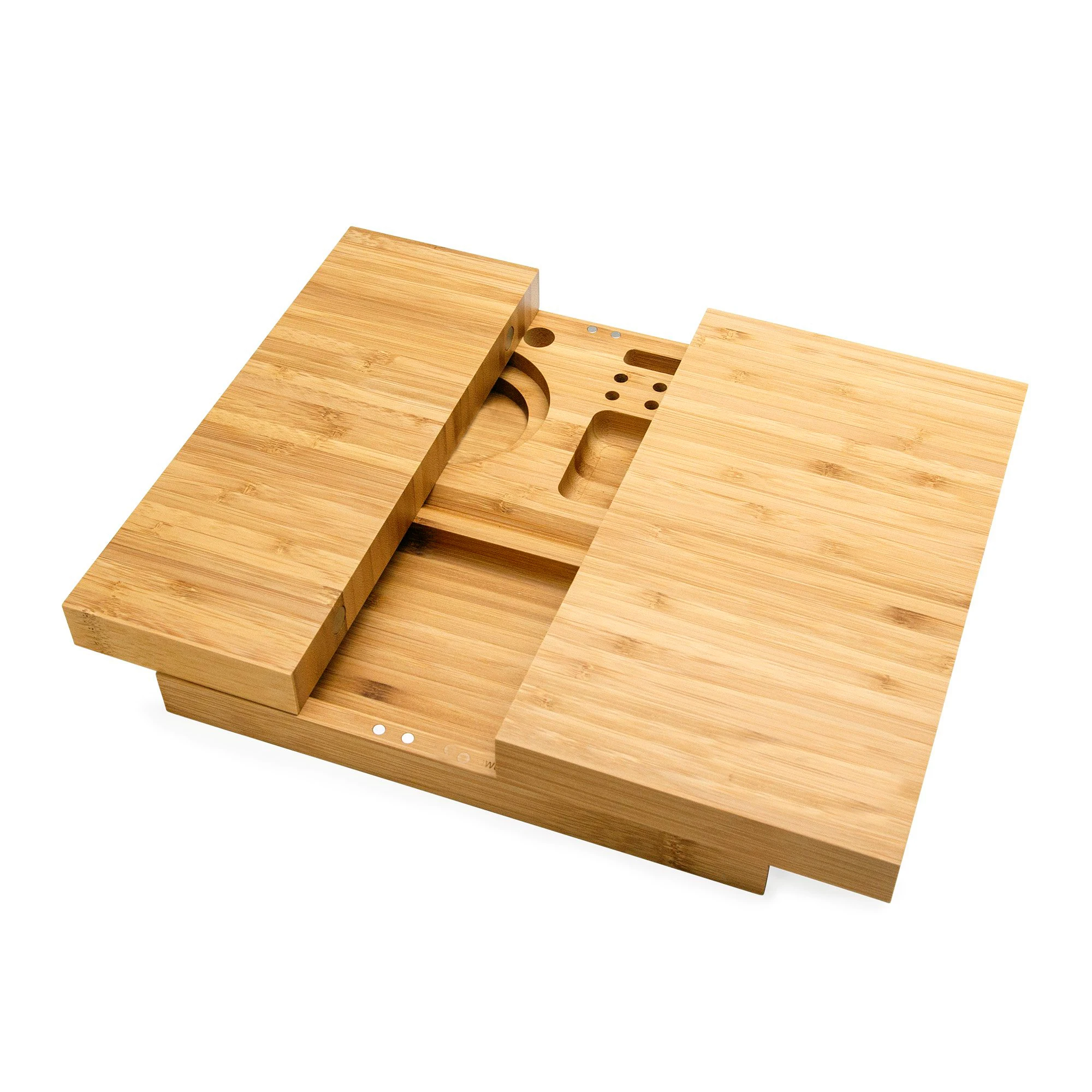 Raw triple flip magnetic bamboo rolling tray with Built-in Ashtray | use for cigar