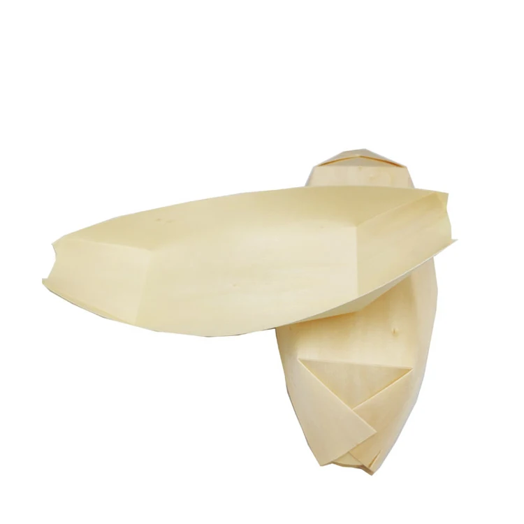 Wholesale Ecco Friendly Natural Container Disposable Party Wooden Sushi Serving Boat Tray for Food
