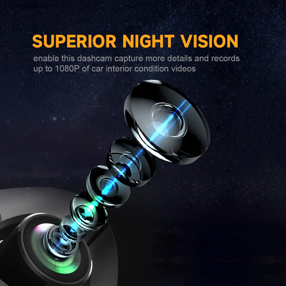 AOEDI AD368 Best Hidden HD 1080P Car Black Box Dual Auto Dashcam Video Dashboard Camera for Car