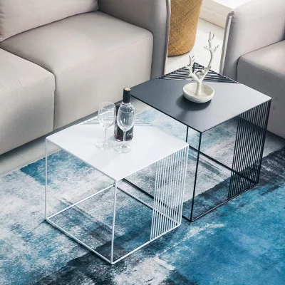 Скандинавский кованый журнальный столик комбинированный Многофункциональный маленький квадратный стол