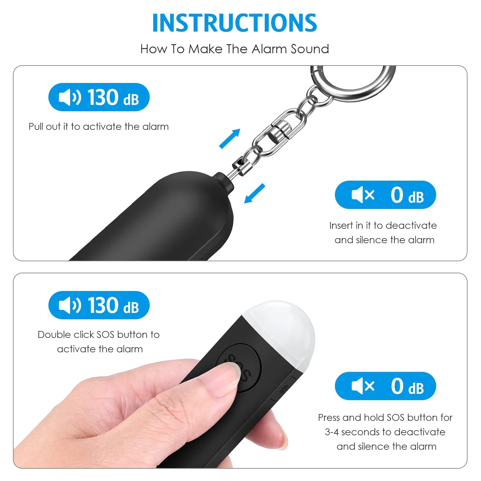 Personal  Mini Pink 150 Db 125db Shes Birdie New Fashion Mixed Color 24 Hours Personal Alarm Keychains Self Defensefor Seniors