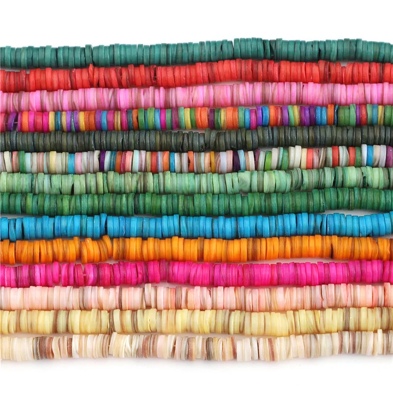hot sale 4mm 6mm 8mm Shell Spacer Beads Shell Coin Beads colorful Freshwater Shell Beads for jewelry necklace bracelet making