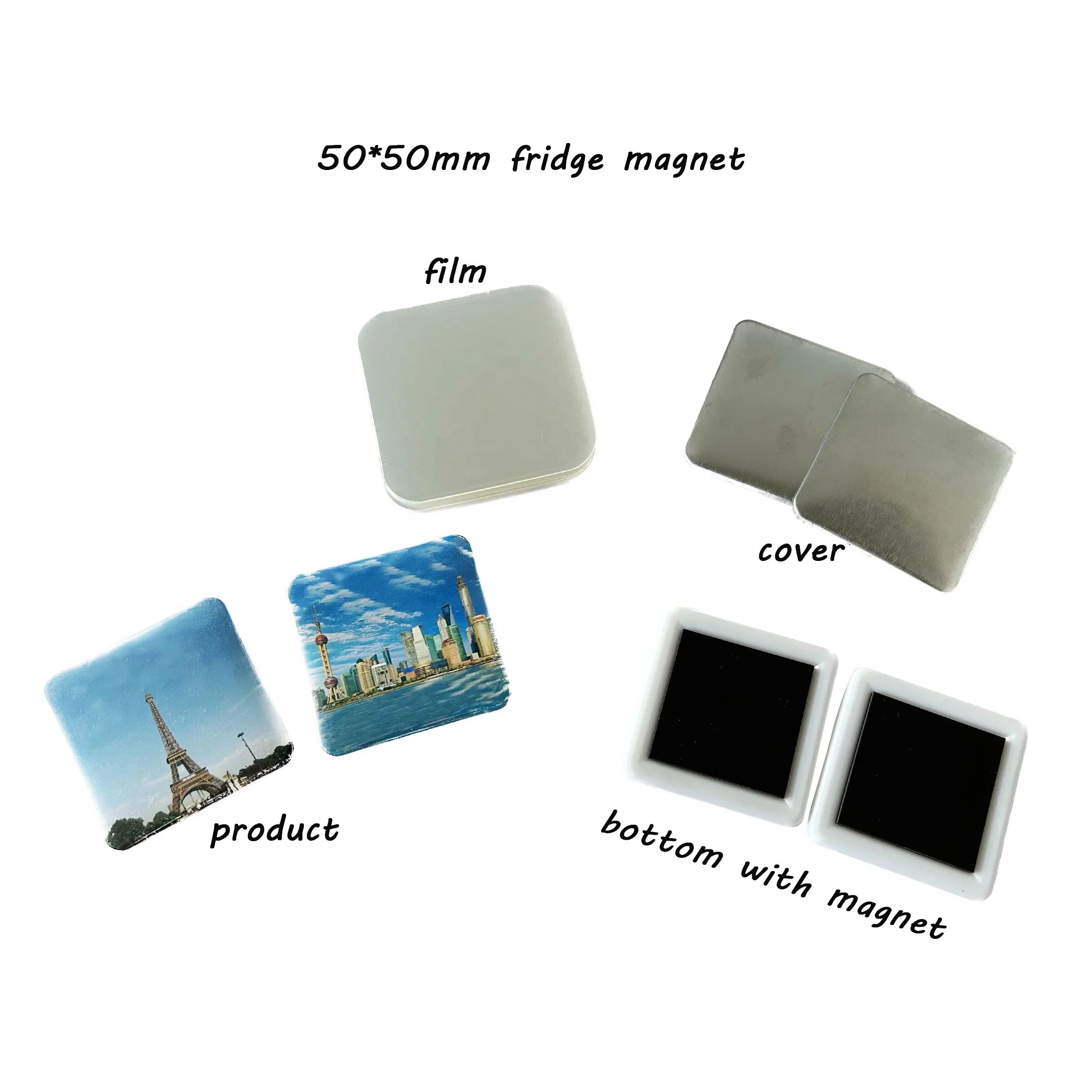 55*55mm Square 2*2 inch Fridge Magnet Making Machine+Cutter +500 pcs Fridge Magnet Material