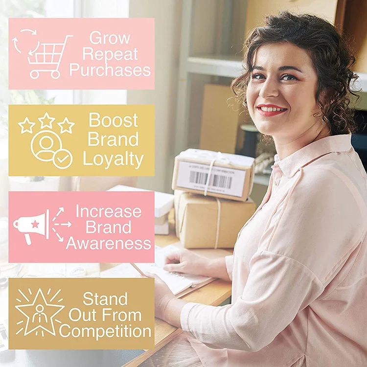 Wholesale Custom Amazon Pink Gold THAN YOU  Cards with Logo Label For Small Business