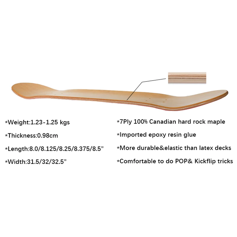 Tuck Manufacturer Brand Kid Skate Board Maple Skateboard Deck