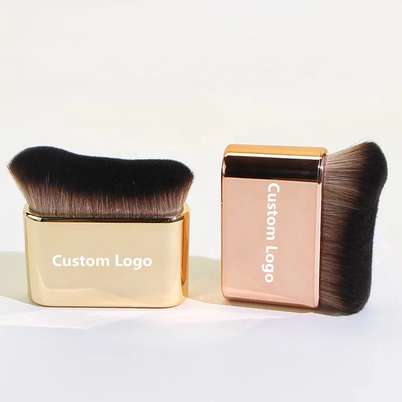New Fashion Kabuki Wave Foundation Brush Rose Gold Electroplated Handle Flat Head Liquid BB Cream Single Makeup Brush Body Brush