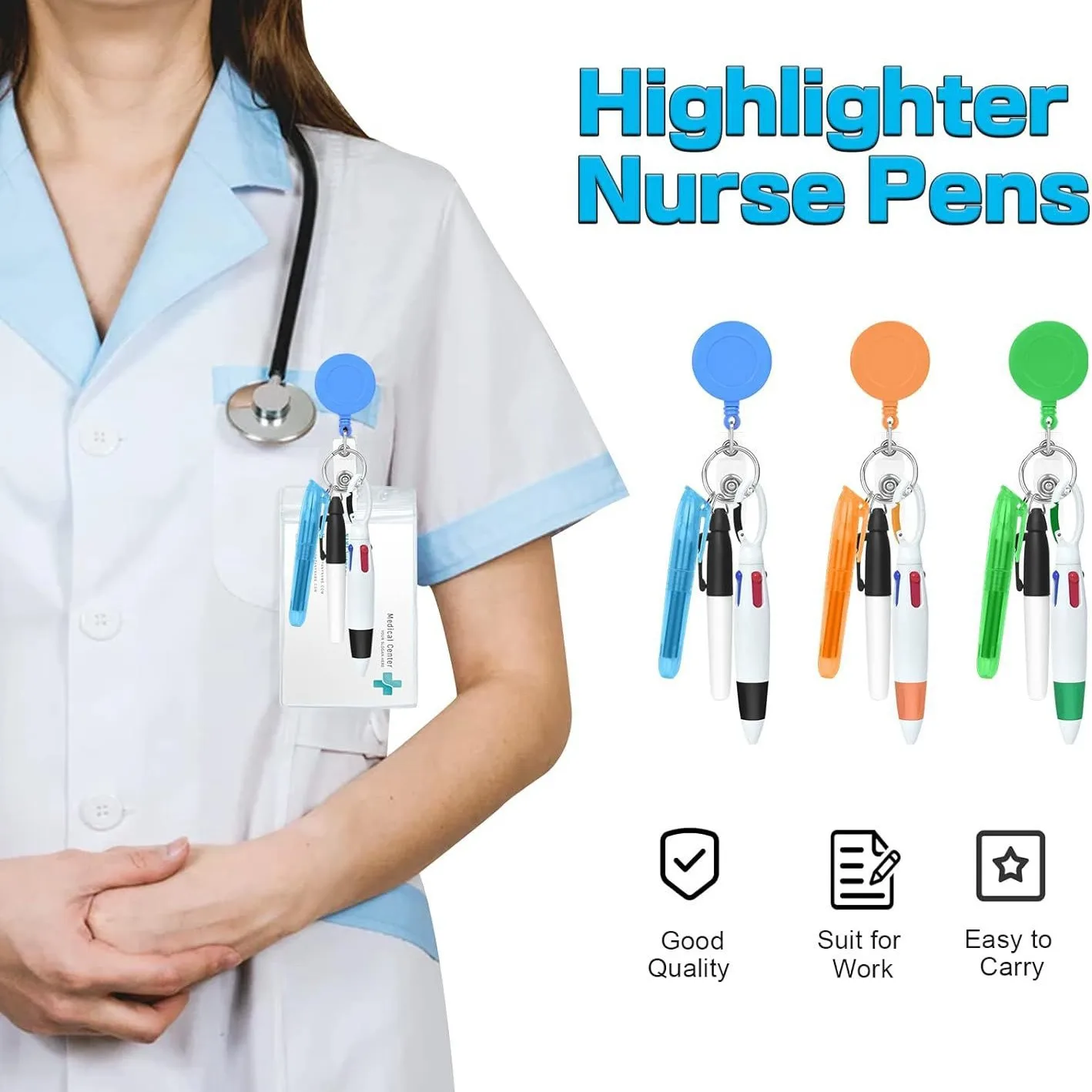Wholesale Mini Highlighter Retractable With Keychain Clip Permanent Highlighter Pen Set For Nurse