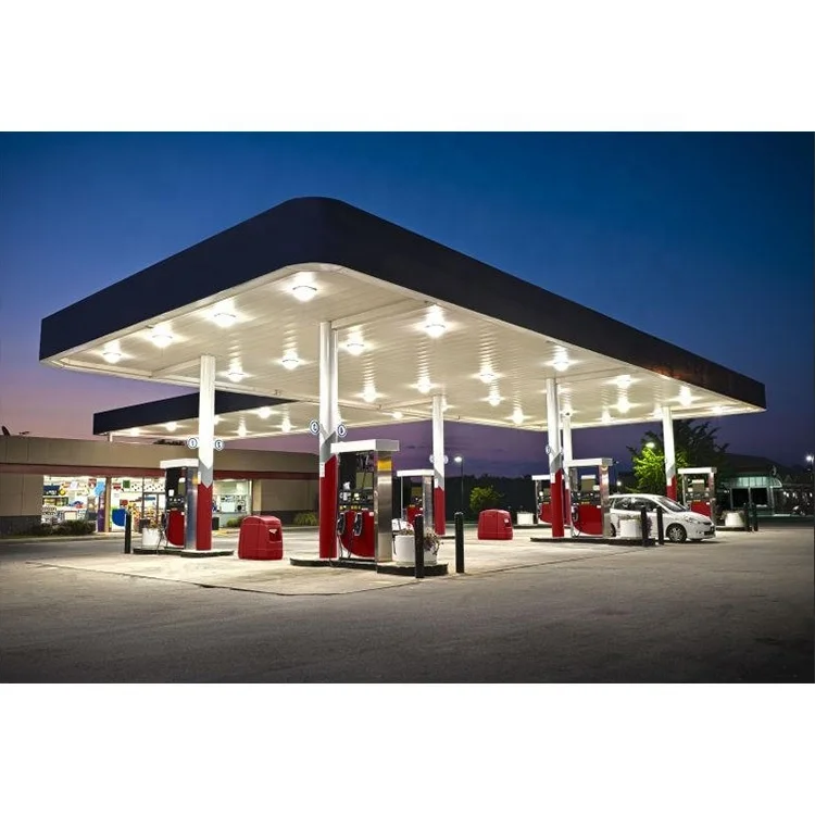 Long Span Design Aluminum Panel Covered Steel Pipe Truss Roof petrol station canopy construction prices