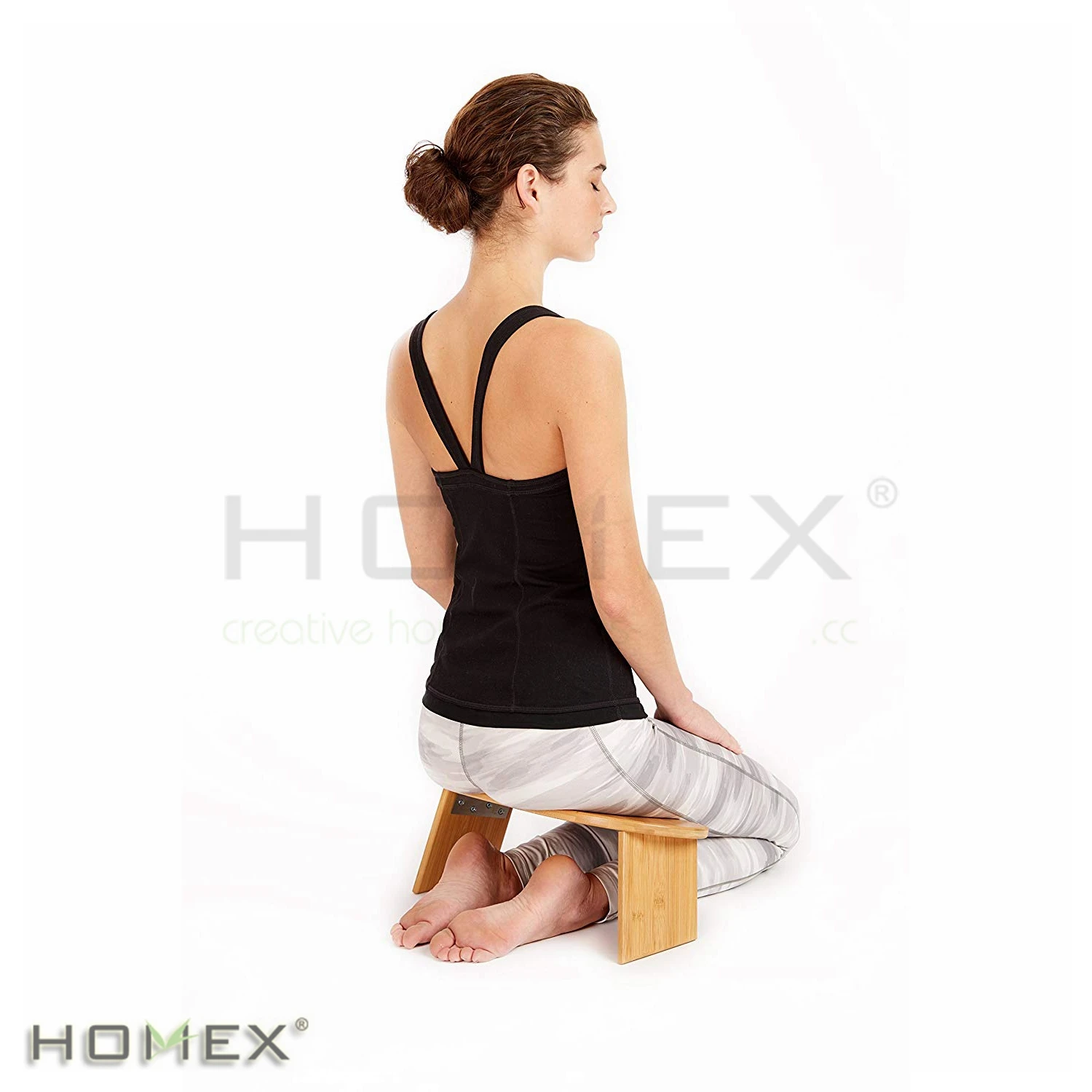 Homex Amazon Top Seller Bamboo Yoga Meditation Stool Bench Seiza Bench with Foldable Legs