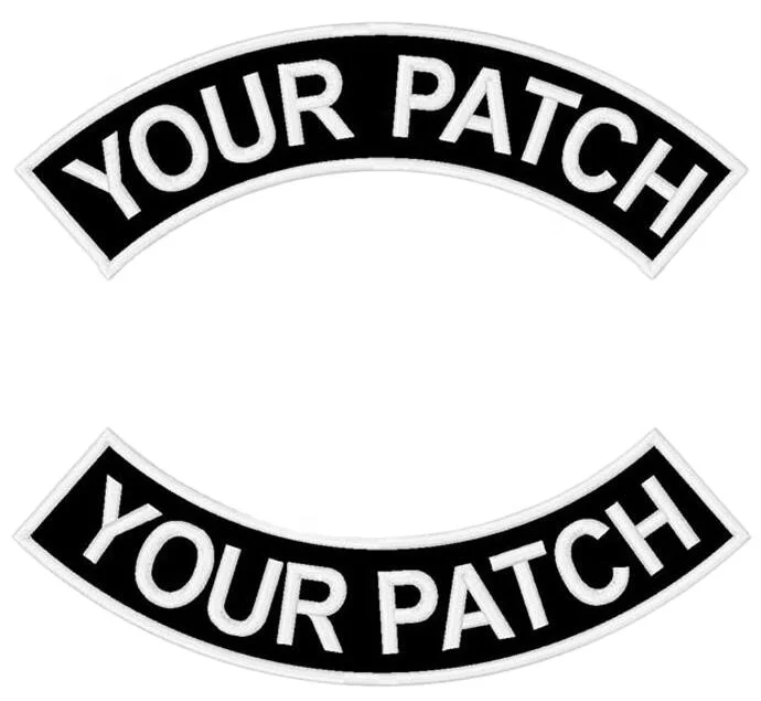 Custom Embroidery Rocker Patch  Iron on 350 MM Wide Top and Bottom Motorcycle Biker Patches for Jacket