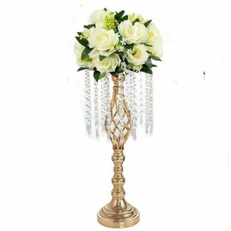 Wedding Decoration Party Road Lead Flower Table Stand Crystal Gold Table Wedding Centerpieces for Wedding Table Decoration