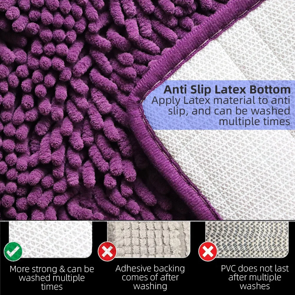 Yinzam Luxury Chenille Bathroom Mat Rug with Super Water Absorbent Anti Slip for Entrance Doormat Microfiber Shaggy Kitchen Rugs