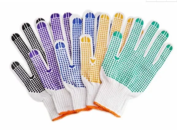 Black Purple Green  Dotted Coated Labor Protective Construction Mechanical Industrial Safety Work Knitted Gloves