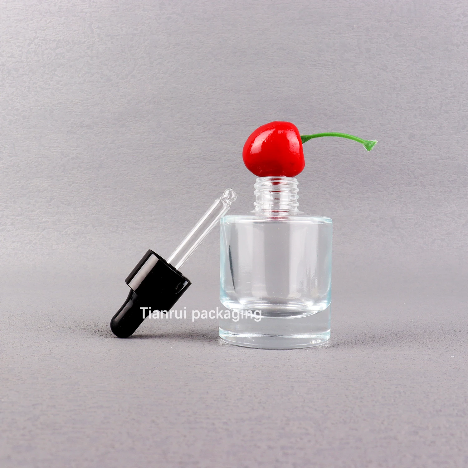 In Stock 40ml Thicken Flat Shoulder Glass Serum Bottles Transparent Cosmetic Essential Oil Dropper Bottle