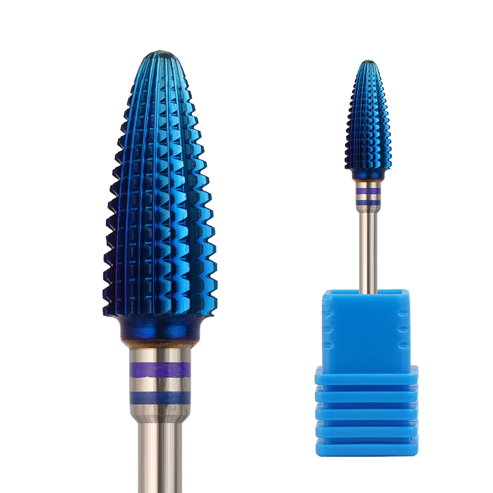 High Quality Nail Bit Blue Tapered Pedicure Manicure Tools Sharp E File 5 in 1 Volcano Tungsten Carbide Nail Drill Bits