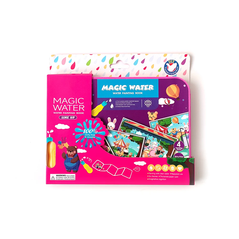 Custom coloring book printing line up magical water painting recyclable pen boys girls game toys book
