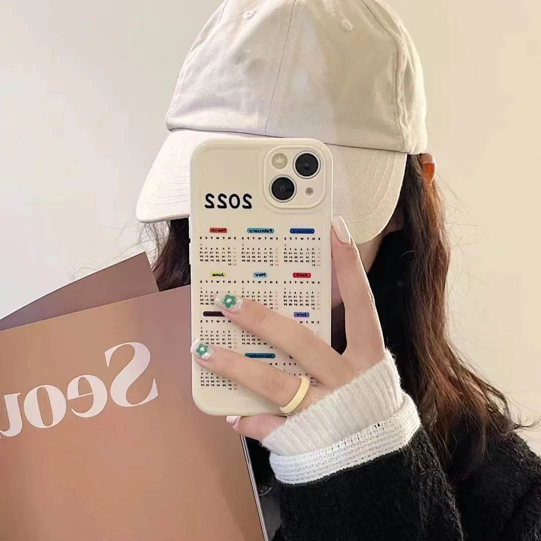 2022 Calendar Phone Case For Iphone 11 12 13 Pro Max Tpu Shockproof Back Cover For Iphone 7 8 Plus Case