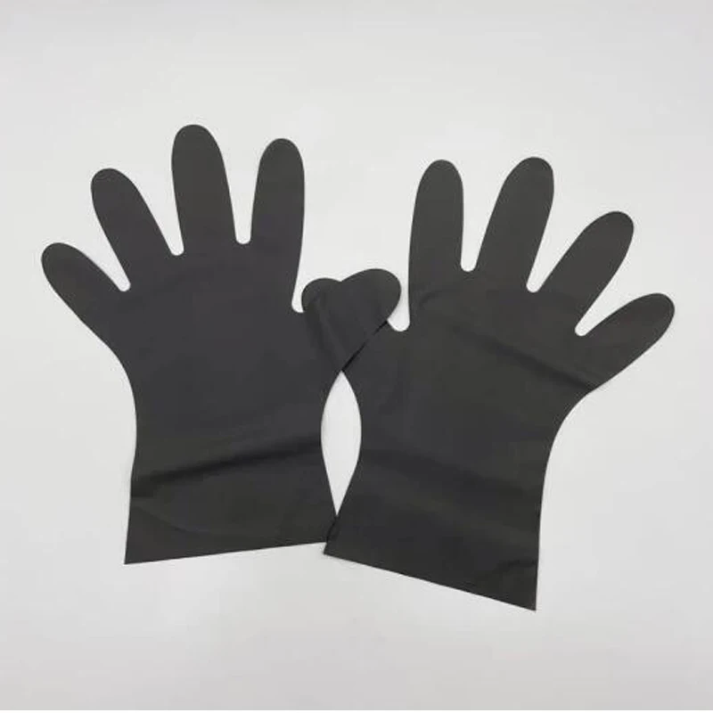 Takeaway PE Plastic Gloves for Finger Protection Food Grade Kitchen Disposable Polythene Gloves Black