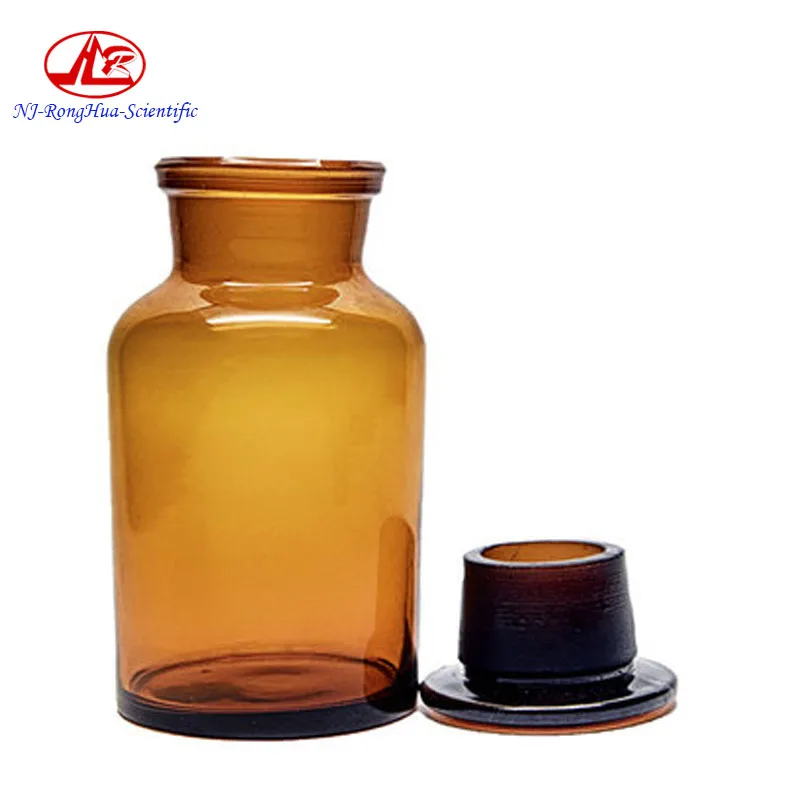 Laboratory 500ml Grinding Mouth Amber Glass Chemical Reagent Bottle