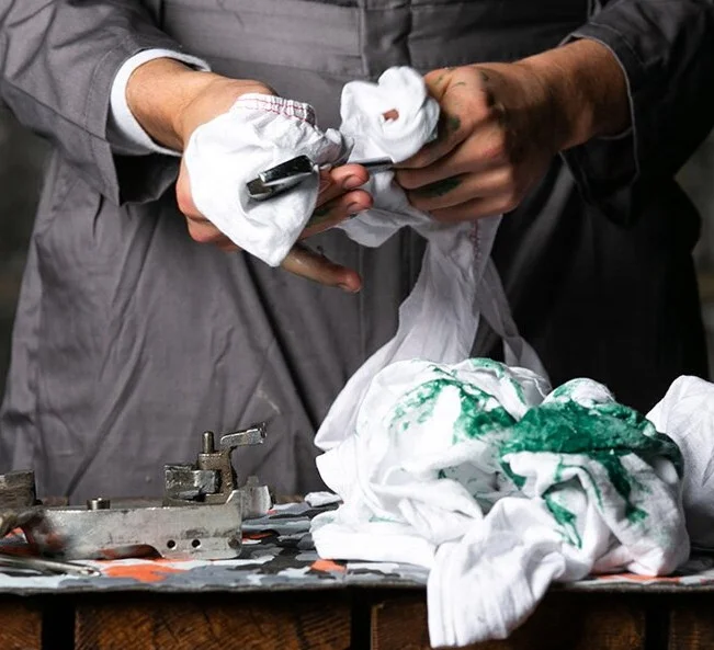 White t shirt rag industrial use 100 cotton  cloth clips with packing 50LB bag of workshop rags