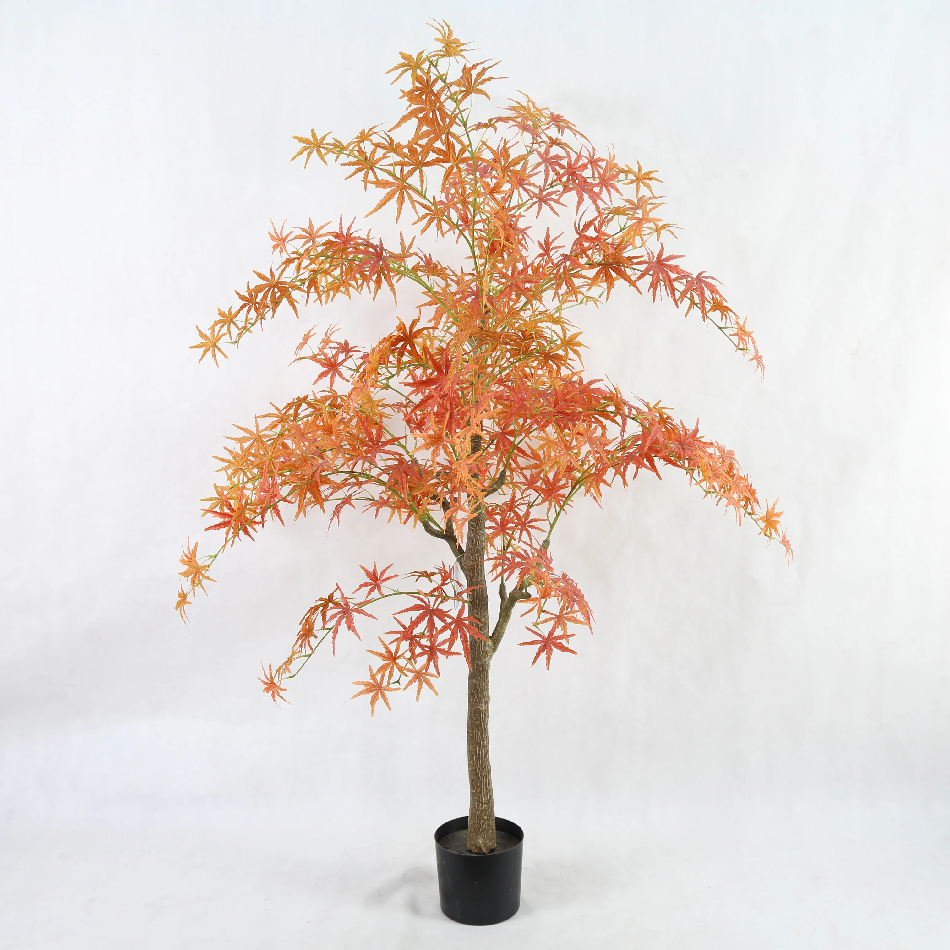 Factory Wholesale High Quality Different Sizes Faux Silk Leaf Red Yellow Green Artificial Maple Tree in Pot for Interior Decor
