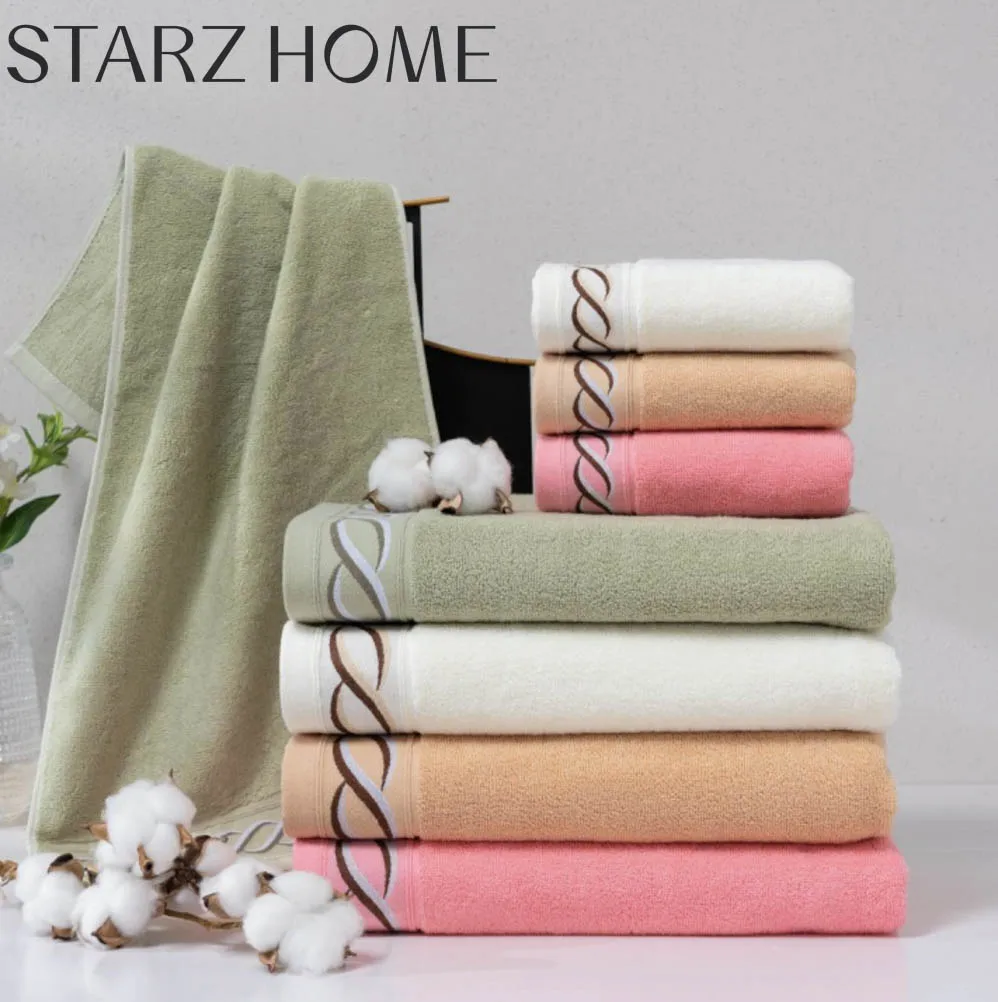 STARZ HOME Luxury White Bath Towel Set hotel cotton face hand hair towels bath 100cotton sport wholesale