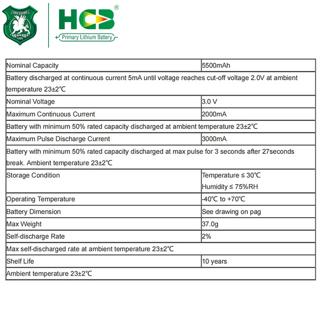 Детектор HCB датчики сигнализации Настраиваемые Li-MnO2 аккумуляторная батарея CP783970 емкость 5500 мАч 3 0 В мягкая