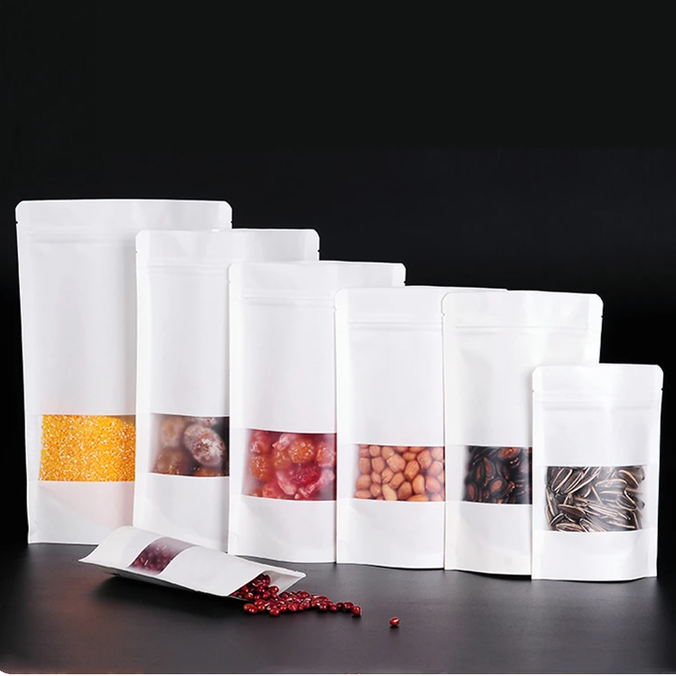 High quality good selling frosted window white kraft paper with ziplock bag with test report wholesale spot supply