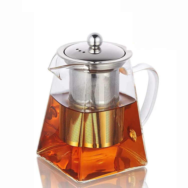 950 мл термостойкий боросиликатный роскошный стеклянный чайник с нержавеющей заваркой