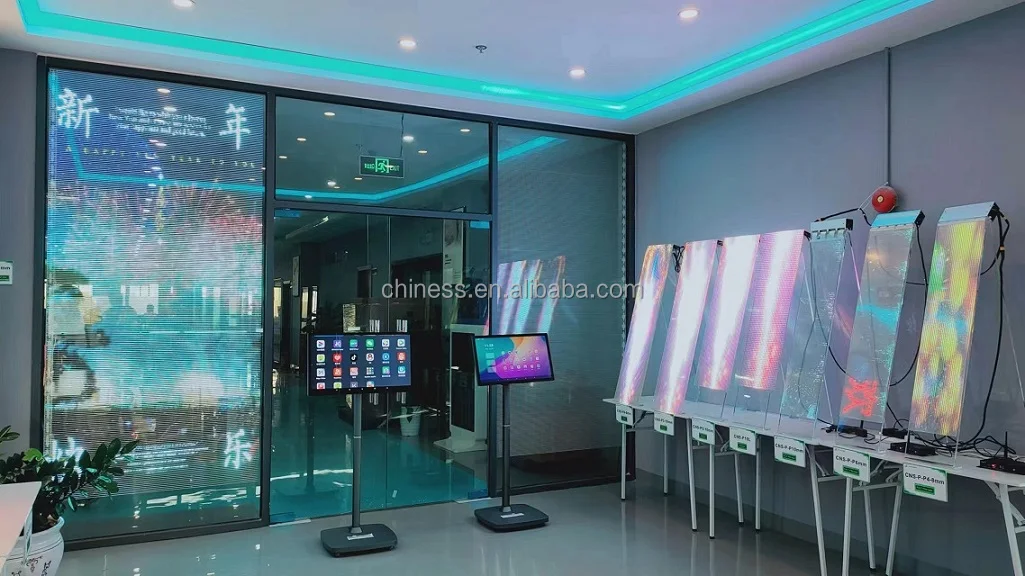 CNS-P10 Super Slim Adhesive Flexible LED Screen Display Transparent LED Film  for Elevator Subway Advertising