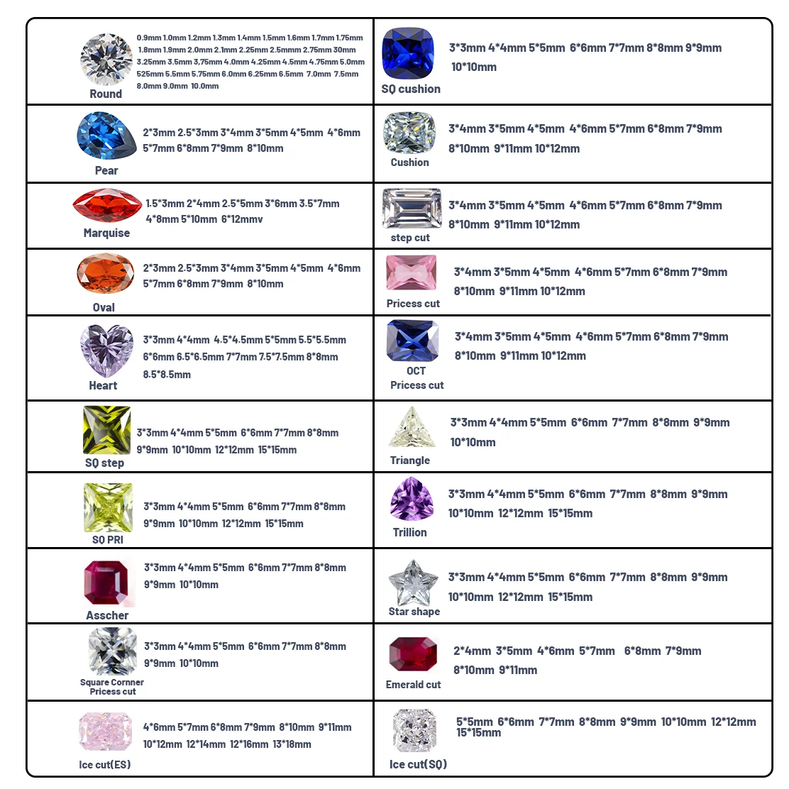 WuZhou YinZheng Factory direct Square Cushion Cut yttrium aluminum garnet synthetic gemstones