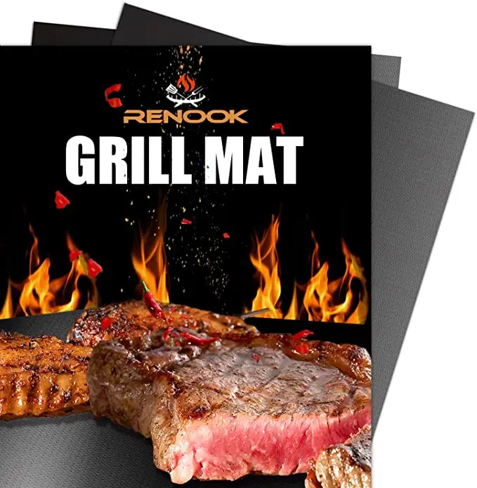 PFOA Free Heavy Duty Reusable and Easy to Clean Works on Gas Charcoal and Electric Non-Stick BBQ Mat Grill Baking Mats