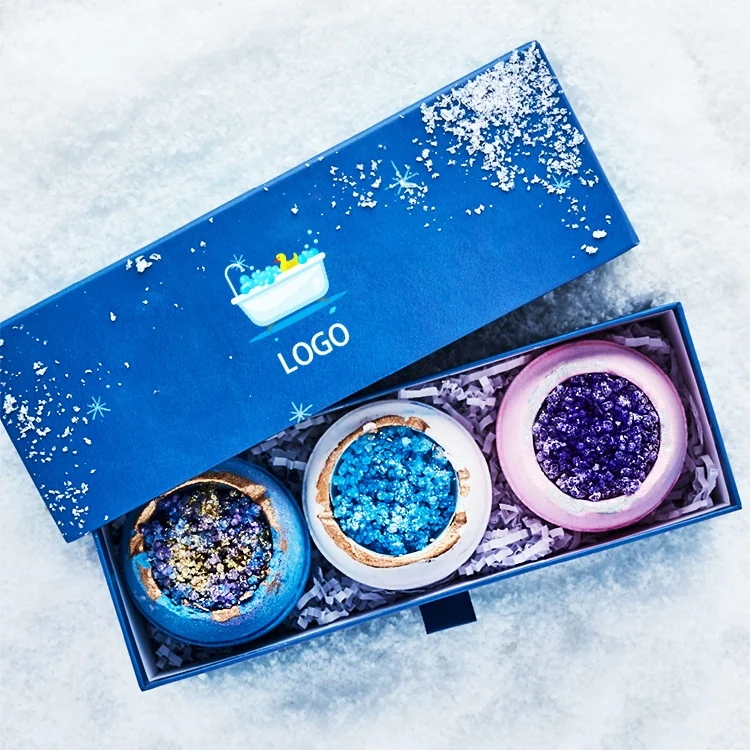 Private Label Natural Organic Vegan Spa Bubble Bathbomb Fizzies Shimmer Crystal Bath Ball Bomb Geodes Gift Set