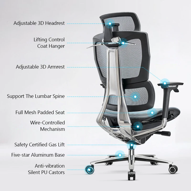 Высококачественный эргономичный офисный стул с 3D-подлокотниками
