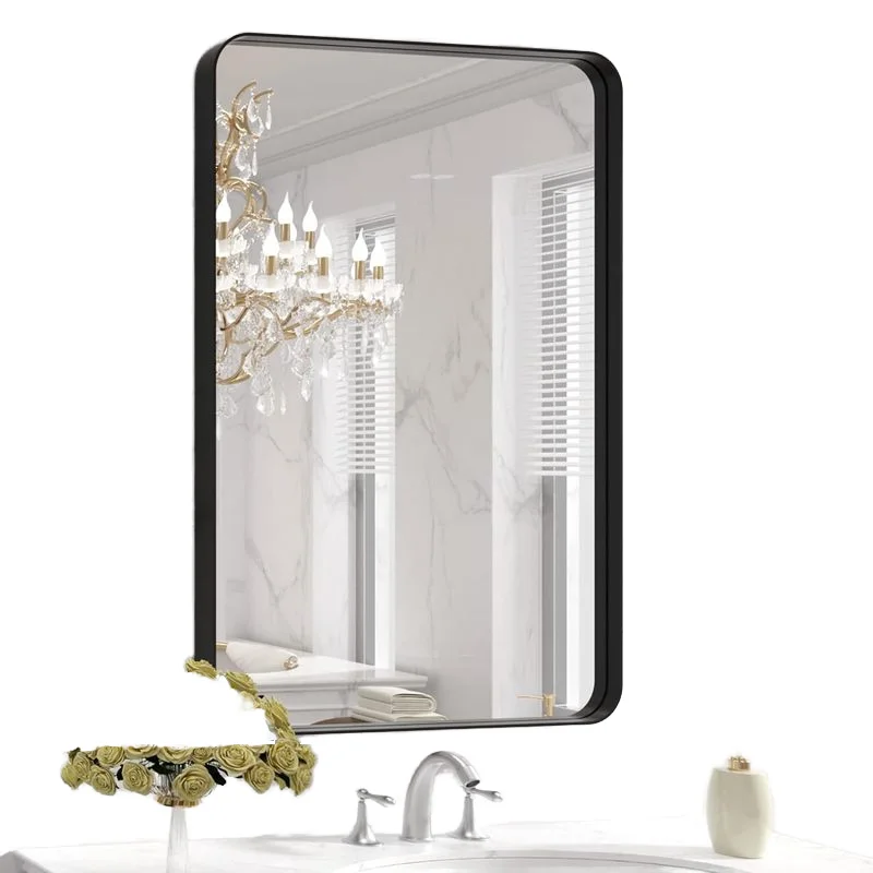 Stainless steel electroplated brushed black titanium frame black mirror wall mirror