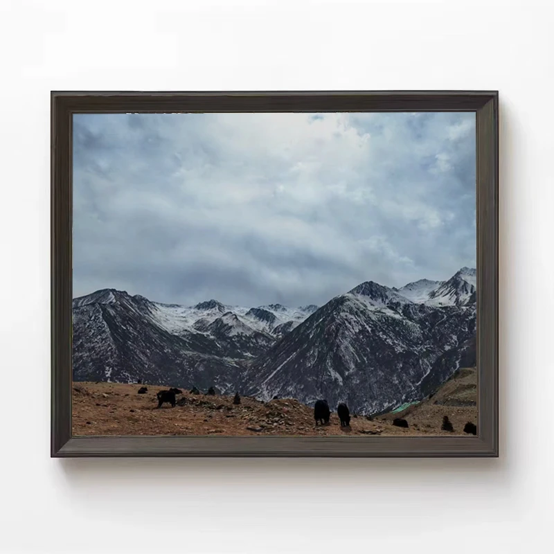 New product explosion 2024 modern snowy mountain art canvas wall decor painting with floater frame for living room and hotel