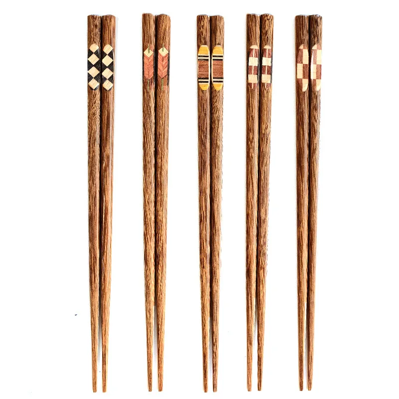 Personalized Retro Wooden Chopsticks Non Slip Sushi Chopsticks Printed Chopsticks for Home Gift