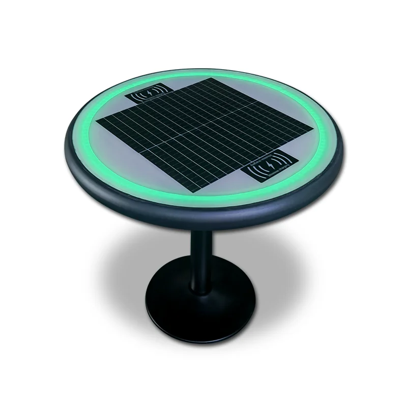 Cheap RGB LED Outdoor Garden Bench Phone Wireless Charging bluetooth Desk Smart Coffee Table Solar Charging Table