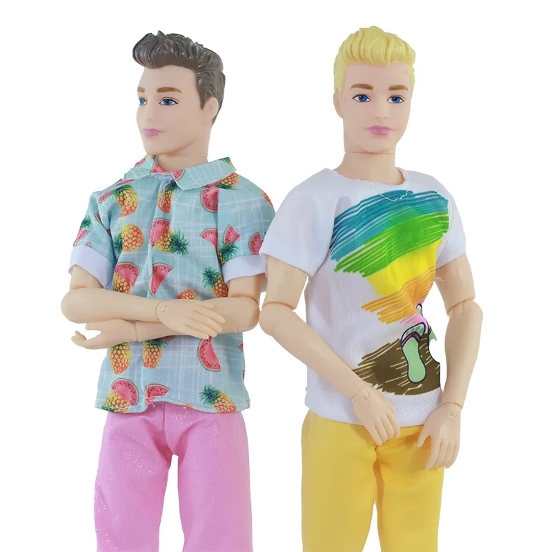 Factory Supply 30cm Movable Joints Plastic Handsome Boy Toy Dolls Clothing Denim Pants Loose Vest Set Doll Clothes Accessories