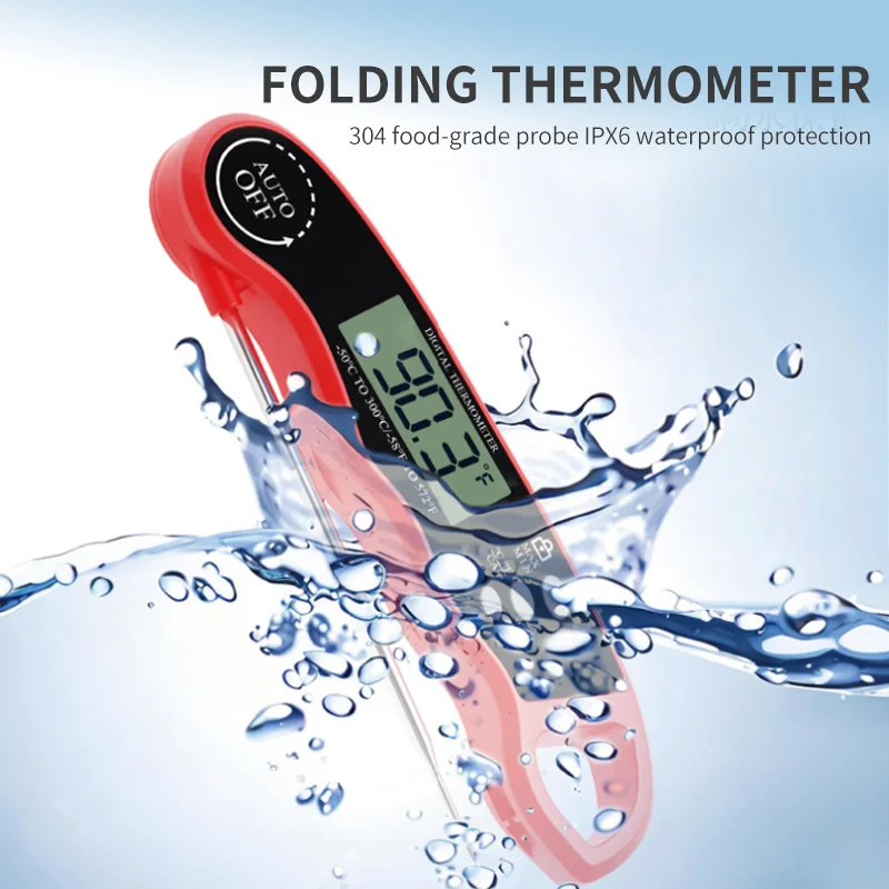 Большой ЖК-дисплей быстрый отклик быстрое считывание вращающийся на 180 ° зонд металлический пищевой термометр для барбекю гриль мясо выпечка домашнее хозяйство